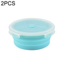 2 PCS Microwave Portable Folding Lunch Box Round Silicone Lunch Box Random Colour Delivery, Capacity:1200ml