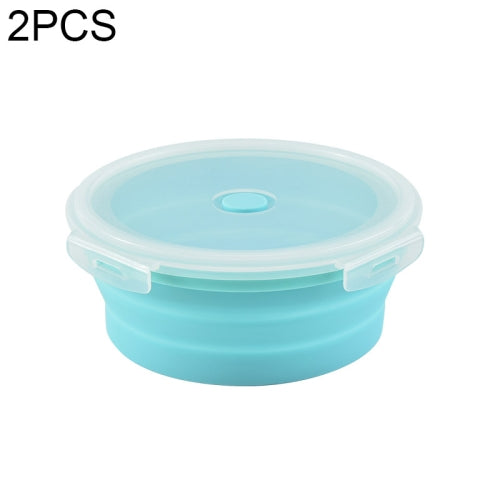 2 PCS Microwave Portable Folding Lunch Box Round Silicone Lunch Box Random Colour Delivery, Capacity:1200ml