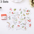 3 Sets Cartoon Series Sticker Album Scrap Stamp Sticker Stationery School Supplies(In the flower season)