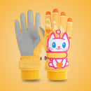 Cartoon Cat Pattern Girls Cute Cotton Gloves Children Ski Windproof and Warm Gloves Non-Slip and Waterproof Riding Gloves, Size: XS(Yellow)