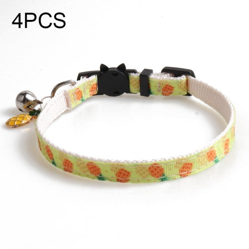 4 PCS Pet Webbing Fruit Cat Collar With Fruit Accessories Bell Pet Collar, Size:1x28cm(Pineapple)