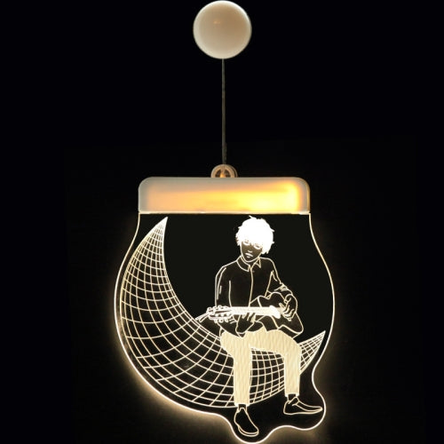 2 PCS Christmas Decoration Lights 3D Acrylic Board Hanging Lights, Specification:Battery Powered, Style:Guitar Boy