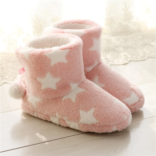 Winter Thick Bottom Home Boots Cotton Slippers For Women, Size: 38-39(Dream Pink)