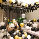 Happy Birthday Girl Boy Aluminum Film Balloon Scene Decoration Set Background Wall Decoration Adult Party Decoration Supplies(Black)