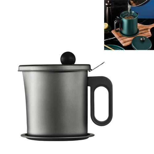 Kitchen Household Stainless Steel Oil Pot Filter Mesh With Lid Oil Bottle(Dark Gray)