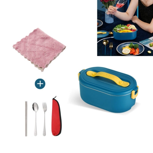 Portable Heating And Heat Preservation Lunch Box For Office Workers CN Plug, Style:4-piece Set(Malachite Green)