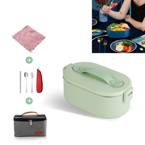 Portable Heating And Heat Preservation Lunch Box For Office Workers CN Plug, Style:4-piece Set + Carrying Bag(Nordic Green)