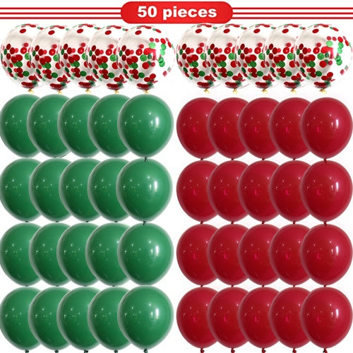 2 PCS Christmas Red Green Confetti Balloon Set Merry Christmas Christmas Party Decorations