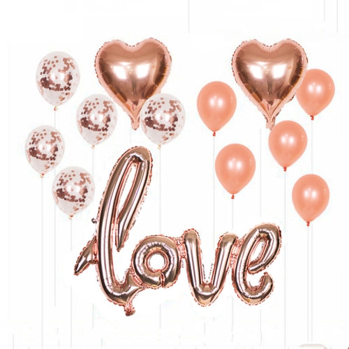 2 PCS LOVE Aluminum Foil Balloon Decoration Set Wedding Wedding Wedding Venue Layout Balloons, Style:LOVE + 2 Heart Shape + 5 Sequins 5 Latex