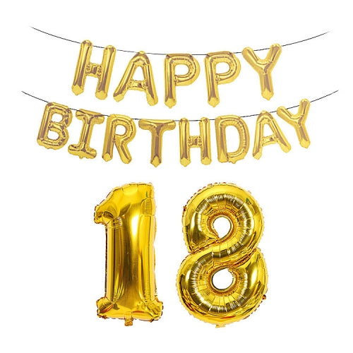 Birthday Decoration Aluminum Foil Balloon 40 Inch Big Number Aluminum Foil Balloon Decoration Set, Style:18(Golden)