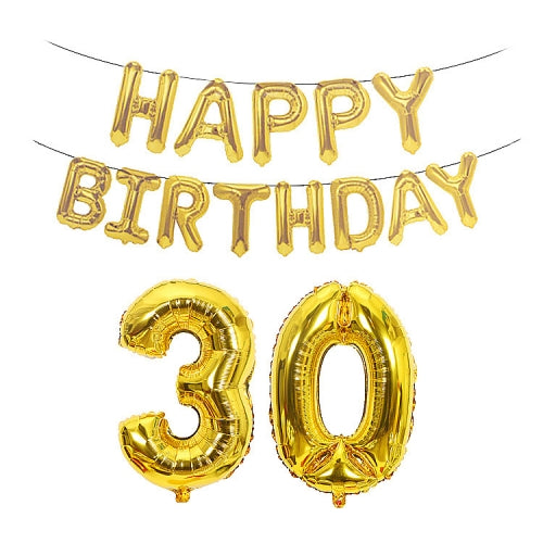 Birthday Decoration Aluminum Foil Balloon 40 Inch Big Number Aluminum Foil Balloon Decoration Set, Style:30(Golden)