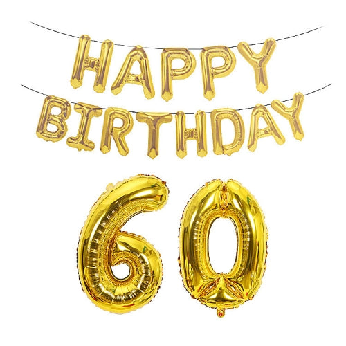 Birthday Decoration Aluminum Foil Balloon 40 Inch Big Number Aluminum Foil Balloon Decoration Set, Style:60(Golden)