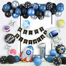 Astronaut Theme Birthday Balloon Decoration Set Starry Sky Rocket Aluminum Film Balloon Children Party Decoration, Style:Set 3