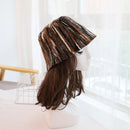 Autumn and Winter Stripe Woolen Bucket Hat Cover Face Hat Fisherman Hat, Size: M (56-58cm)(Black)