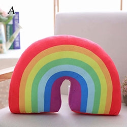 Rainbow Color U Shaped Pillow Traveling Head Support Neck Pillow(Red)