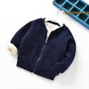 Autumn and Winter Boys and Girls Plus Velvet Thick Lambs Casual Jacket Warm Top, Height:80cm(Navy Blue)