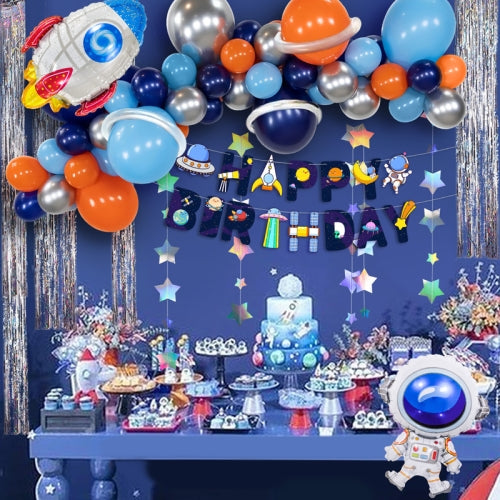 Wandering Earth Astronaut Theme Balloon Set Birthday Party Rocket Balloon Decoration Aluminum Film Balloon(Balloon Set)