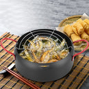 Tempura Hot Pot Household Fryer Pot Non-Stick Pan With Filter Holder, Specification:22cm with Clip