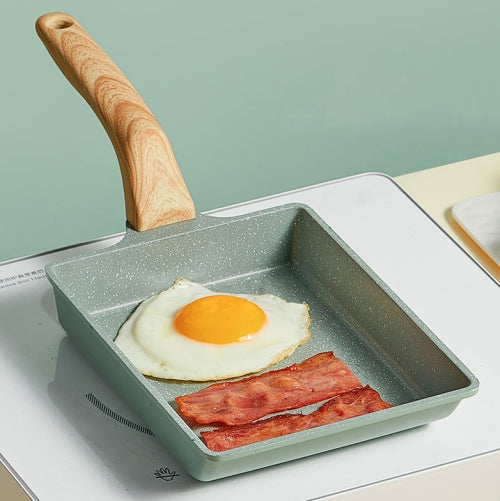 Tamagoyaki Mini Nonstick Pan Flat-Bottomed Breakfast Pan, Style:Long-shaped(Green )