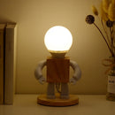 Solid Wood Robot Bedroom Bedside Simple Study Lamp Table Lamp, Style:Plug-in, CN Plug