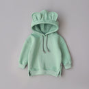 Autumn and Winter Boys and Girls Cute Ears Hooded Plus Velvet Sweater, Height:110cm(Light Blue)