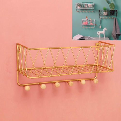 Wall Hook Rack Home Wall Decoration Creative Multifunctional Partition Wrought Iron Rack, Size:Large(Gold)