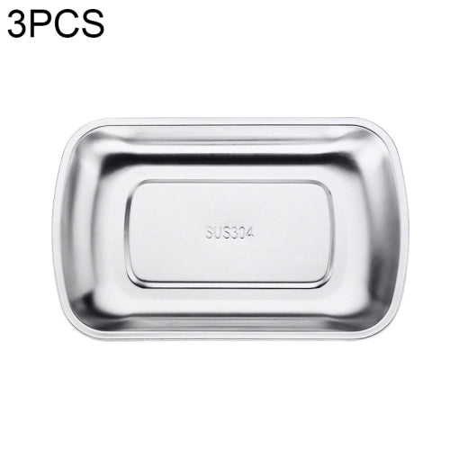 3 PCS Stainless Steel Tray Fruit Snack Storage Tray Hotel Tableware Towel Dish Snack Dish Household Dish, Size:Medium(Steel)