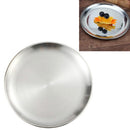 2 PCS Stainless Steel Thickened Round Plate Cafe Tray Fruit Cake Plate Bone Plate Dish Shallow Plate, Diameter:20cm, Style:Brushed Matte Silver