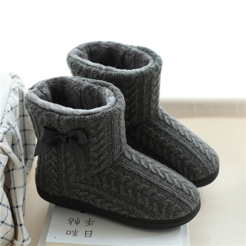 Winter Home Boots Thick-Soled Non-Slip Cotton Slippers, Size: 35-36(Gray)