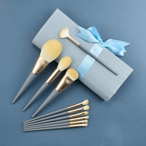 10 PCS / Set Makeup Brush Corn Silk Fiber Hair Loose Powder Brush Face And Eye Makeup Brush, Style:With Blue Bag