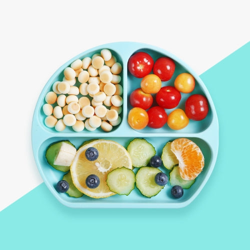 Baby Food Supplement Suction Cup Bowl Separation Portable Anti-Fall Cartoon Children'S Tableware, Colour: Blue(Without Straw)