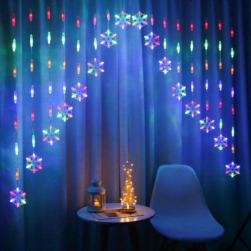 LED Inverted V Snowflake Five-Star Decorative Lights Christmas Waterproof String Lights, EU Plug(Colorful Light)