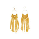 2 Pairs Hand-Woven Earrings Female Cotton Rope Knot Tassel Earrings, Colour: Yellow