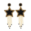 Ethnic Earrings Handmade Beaded Bohemian Tassel Earrings, Colour: Black E68698