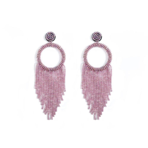 Ethnic Earrings Handmade Beaded Bohemian Tassel Earrings, Colour: Purple E68796