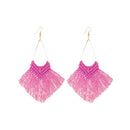 2 Pairs Rope Braided Knot Hand-Woven Earrings Bohemian Tassel Earrings, Colour: Rose Red