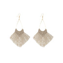 2 Pairs Rope Braided Knot Hand-Woven Earrings Bohemian Tassel Earrings, Colour: Camel