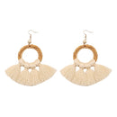 2 Pairs Ethnic Style Cotton Tassel Earrings Exaggerated Earrings Long Earrings(Beige )