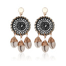 2 Pairs Stainless Steel Earrings Shell Earrings Female Bohemian Conch Earrings(Black )