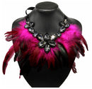 Women Diamond Wedding Feather Necklace Clavicle Chain(Rose Red)