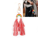 2 PCS Rainbow Ornaments Bohemian Cotton Thread Tassel Bag Pendant Car Keychain Jewelry Accessories(Red )
