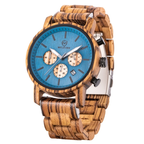 MUJUZE ME-1012 Men Multifunctional Wooden Watch(Zebra Wood)