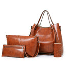 4 in 1 Ladies Retro Handbag Fashion Large Capacity Sub-Diagonal Bucket Bag(Brown)