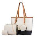 4 In 1 Ladies Fashion Messenger Handbag Large Capacity Bag(White+Black)