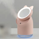 LED Fill Light Beauty Makeup Mirror Air Humidifier Cute Home USB Desktop Vanity Mirror Atomizer(Pink)