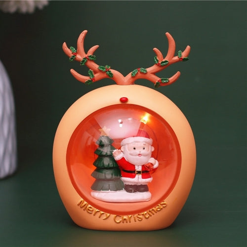 Resin Cartoon Christmas Holiday Decoration Atmosphere Light Children Gifts, Style:Yellow Santa Claus Antlers