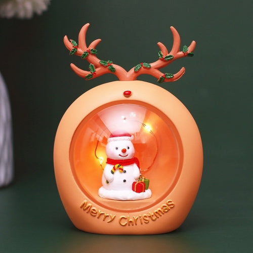 Resin Cartoon Christmas Holiday Decoration Atmosphere Light Children Gifts, Style:Yellow Snowman Antlers