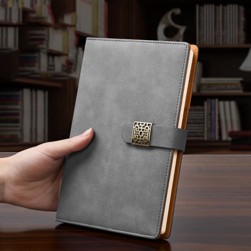 Notebook Business Retro Simple Notebook Office Notepad Gray A5 Window Grille Magnetic Buckle