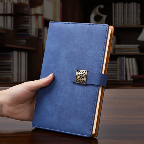 Notebook Business Retro Simple Notebook Office Notepad Blue A5 Window Grille Magnetic Buckle