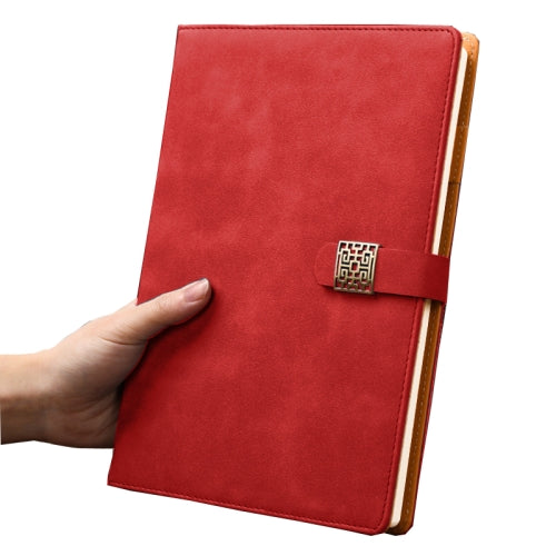 Notebook Business Retro Simple Notebook Office Notepad Red B5 Window Grille Magnetic Buckle
